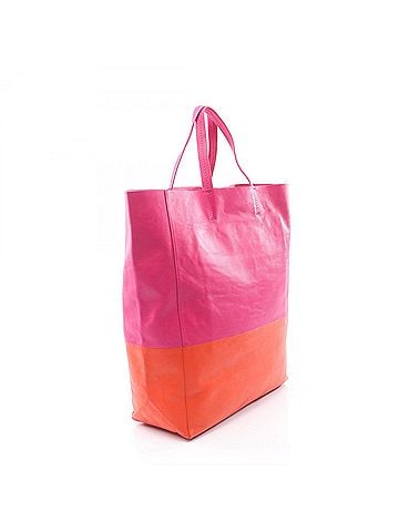 Céline Celine Horizontal Cabas Tote Bag Handbag Leather Women's Pink Orange (view 2)
