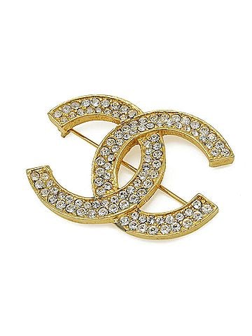 Chanel CHANEL Coco Mark Large Rhinestone Brooch GP Gold (view 2)