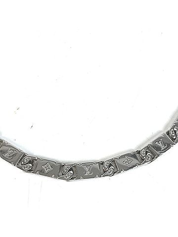 Louis Vuitton LOUIS VUITTON M00919 Monogram Necklace, Tie-Up Chain Metal, Men's & Women's, Silver (view 2)