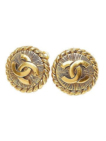 Chanel Chanel Coco Mark Earrings, Gold Plated, Women's CHANEL (view 1)