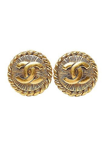 Chanel Chanel Coco Mark Earrings, Gold Plated, Women's CHANEL (view 2)