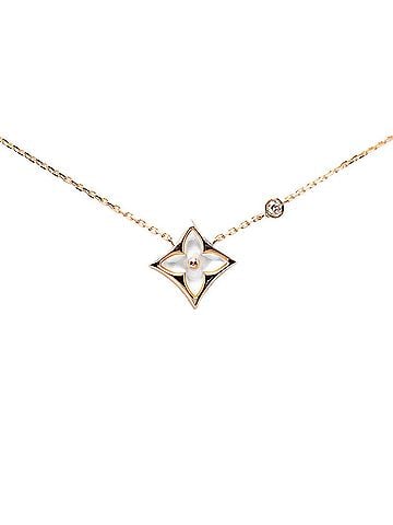 Louis Vuitton Louis Vuitton Gold 18KPG Pink Diamond Mother-of-Pearl Pendant Star Blossom BB Necklace for Women LOUIS VUITTON (view 1)