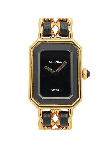 Chanel Chanel CHANEL Première S Watch, Gold Plated (GP), Leather Strap, Women's, Black, H0001 (view 1)