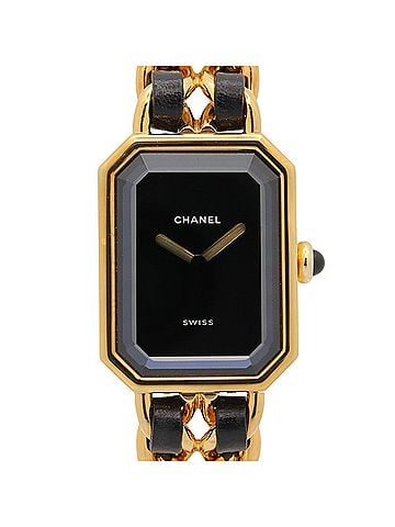 Chanel Chanel CHANEL Première M Wristwatch, Gold Plated (GP), Leather Strap, Women's, Black, H0001 (view 1)