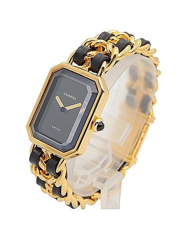 Chanel Chanel CHANEL Première M Wristwatch, Gold Plated (GP), Leather Strap, Women's, Black, H0001 (view 2)