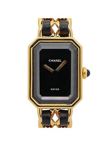 Chanel Chanel CHANEL Première M Wristwatch, Gold Plated (GP), Leather Strap, Women's, Black, H0001 (view 1)