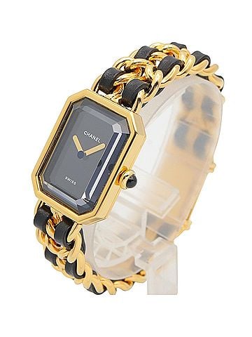 Chanel Chanel CHANEL Première M Wristwatch, Gold Plated (GP), Leather Strap, Women's, Black, H0001 (view 2)