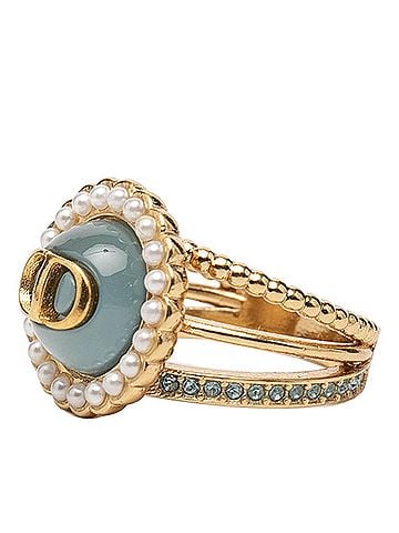 Christian Dior Christian Dior Dior Baroque Ring CD Logo Ring, Size S, Gold Plated, Rhinestone, Faux Pearl, Women's. (view 2)