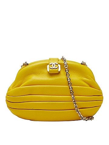 Chanel Chanel Coco Mark Shoulder Bag, Yellow Leather, Women's CHANEL (view 1)