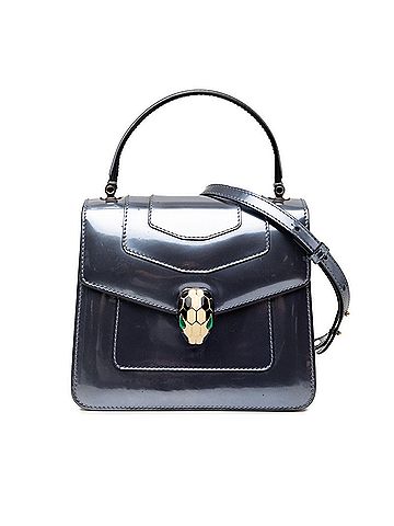 Bvlgari BVLGARI Serpenti Forever Handbag, Top Handle Chain Shoulder Bag, 2-Way, Silver Patent Leather, Women's. (view 1)