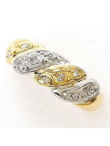 Unbranded PT900 Platinum 18K YG Yellow Gold Ring with 0.10 ct Diamond, Total Weight 3.9g, Jewelry (view 1)