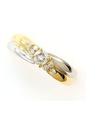 Unbranded PT900 Platinum 18K Yellow Gold Ring with 0.25 ct Diamond, Total Weight 2.2g, Jewelry (view 1)