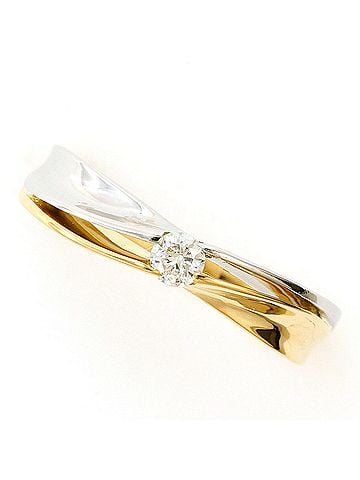 Unbranded PT900 Platinum 18K YG Yellow Gold Ring with 0.10 ct Diamond, Total Weight 3.2g, Jewelry (view 1)