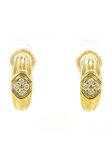 Unbranded 18K (18-karat) Yellow Gold Earrings with 0.14ct Diamonds, Total Weight 10.2g, Jewelry (view 1)