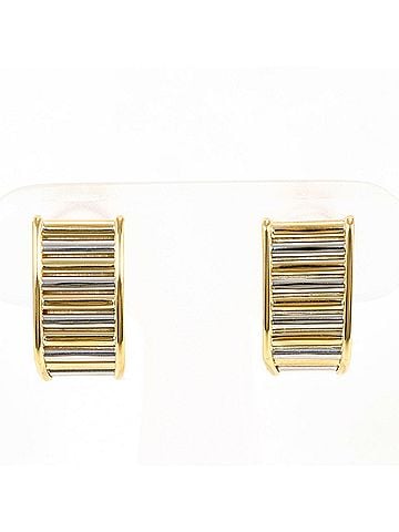 Unbranded PT Platinum 18K Yellow Gold Earrings, Total Weight 3.3g, Jewelry (view 1)