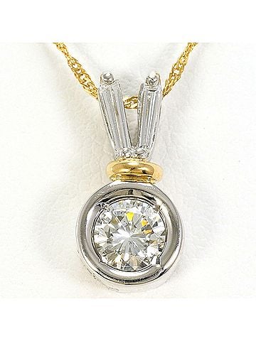 Unbranded Platinum (PT) and Yellow Gold (YG) Necklace with 0.39ct 0.13ct Diamonds (SI1 clarity, certified), Total Weight 3.3g, 39cm. Jewelry. (view 1)