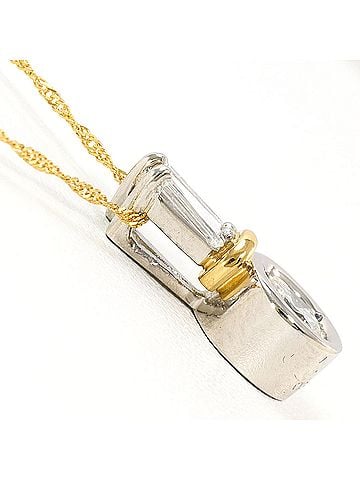 Unbranded Platinum (PT) and Yellow Gold (YG) Necklace with 0.39ct 0.13ct Diamonds (SI1 clarity, certified), Total Weight 3.3g, 39cm. Jewelry. (view 2)
