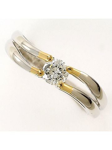 Unbranded PT900 Platinum 18K Yellow Gold Ring with 0.31ct Diamond, Certificate of Authenticity, Total Weight 4.5g, Jewelry (view 1)