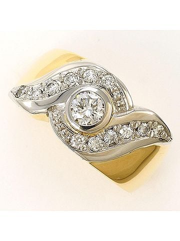 Unbranded PT900 Platinum 18K Yellow Gold Ring with 0.315ct Diamond and 0.24ct (SI1 clarity, certified), Total Weight 12.2g, Jewelry (view 1)