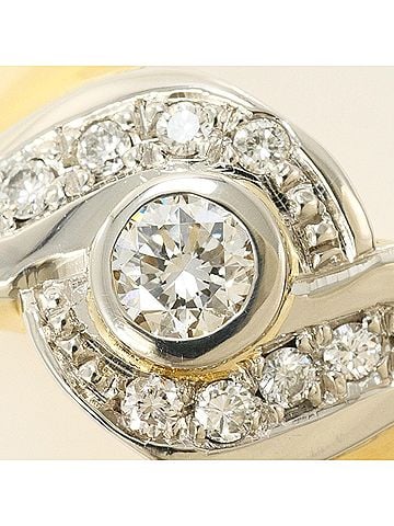 Unbranded PT900 Platinum 18K Yellow Gold Ring with 0.315ct Diamond and 0.24ct (SI1 clarity, certified), Total Weight 12.2g, Jewelry (view 2)