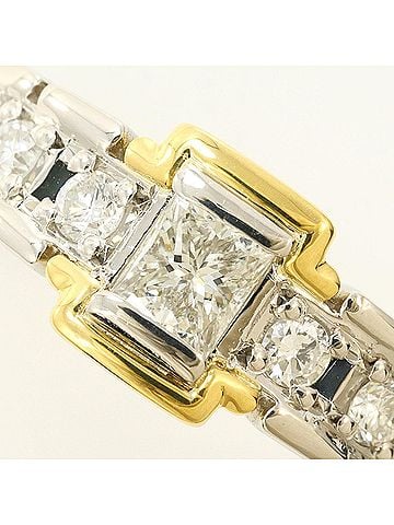 Unbranded PT900 Platinum 18K Yellow Gold Ring with 0.20ct and 0.34ct Diamonds, Certificate of Authenticity, Total Weight 8.5g, Jewelry (view 2)