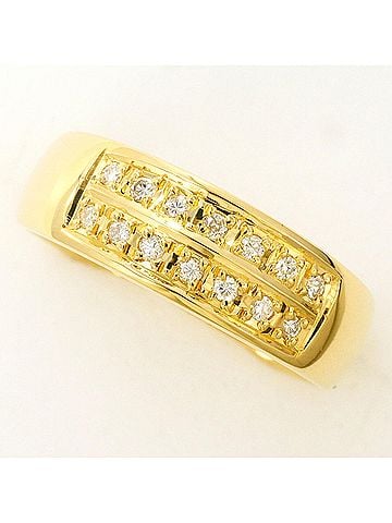 Unbranded 18K (18-karat) Yellow Gold Ring with Diamond (carat mark not specified), Certificate of Authenticity, Total Weight 3.4g, Jewelry (view 1)