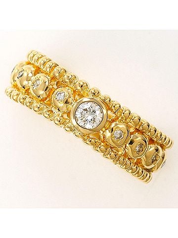 Unbranded 18K (18-karat) Yellow Gold Ring with 0.07ct and 0.12ct Diamonds, Certificate of Authenticity, Total Weight 5.1g, Jewelry (view 1)