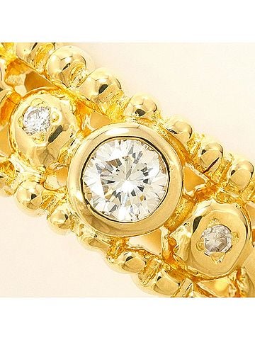Unbranded 18K (18-karat) Yellow Gold Ring with 0.07ct and 0.12ct Diamonds, Certificate of Authenticity, Total Weight 5.1g, Jewelry (view 2)
