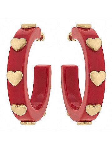 Canvas Women's Hoop Heart Earrings (view 1)