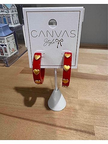 Canvas Women's Hoop Heart Earrings (view 2)