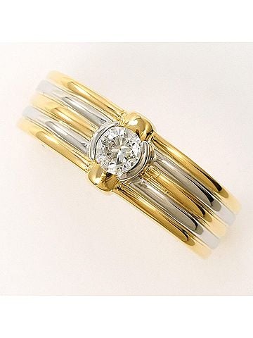 Unbranded PT900 Platinum 18K Yellow Gold Ring with 0.17ct Diamond, Certificate of Authenticity, Total Weight 3.6g, Jewelry (view 1)