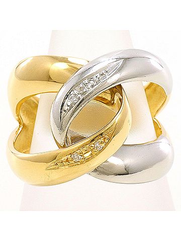 Unbranded PT900 Platinum 18K Yellow Gold Ring with Diamond (carat mark not stamped), Certificate of Authenticity, Total Weight 6.9g, Jewelry (view 1)
