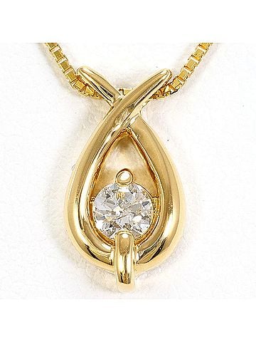 Unbranded 18K (18-karat) Yellow Gold Necklace with 0.18ct Diamond, Certificate of Authenticity, Total Weight 3.3g, 45cm Length, Jewelry (view 1)