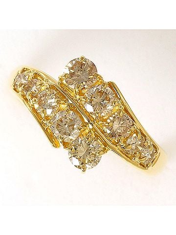 Unbranded 18K (18-karat) Yellow Gold Ring with Brown Diamond 1.05ct, Certificate of Authenticity, Total Weight 3.4g, Jewelry (view 1)
