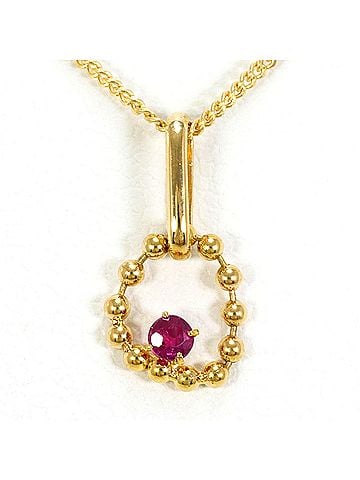 Unbranded 18K (18-karat) Yellow Gold Necklace with Ruby, Total Weight 1.6g, 45cm, Jewelry (view 1)