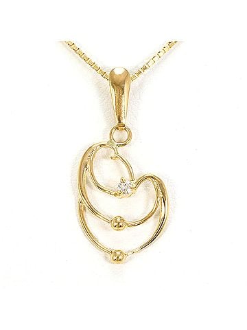 Unbranded 18K (18-karat) Yellow Gold Necklace with Diamond (carat weight not stamped), Total Weight 2.6g, 52cm, Jewelry (view 1)