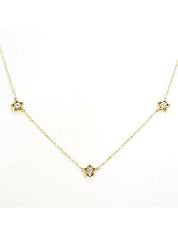 Unbranded 18K (18-karat) Yellow Gold Necklace with Diamond (carat weight not stamped), Total Weight 2.1g, 47cm, Jewelry (view 1)
