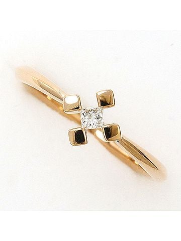 Unbranded 18K (18-karat) Pink Gold Ring with Diamond (carat weight not stamped), Total Weight 1.6g, Jewelry (view 1)