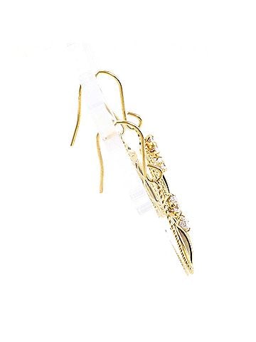 Unbranded 18K (18-karat) Yellow Gold (YG) Earrings with Zirconia, Total Weight 0.7g, Jewelry (view 2)