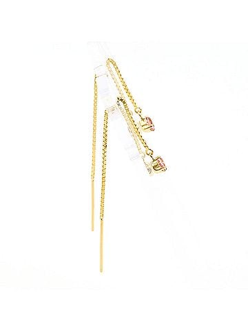 Unbranded 18K (18-karat) Yellow Gold Earrings with Pink Tourmaline, Total Weight 0.6g, Jewelry (view 2)