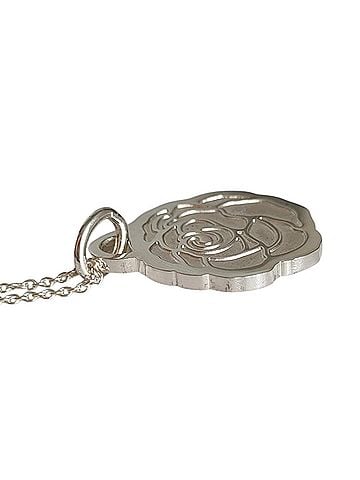 Tiffany & Co. TIFFANY&Co. Tiffany 925 GO WOMEN 2017 Rose Flower Motif Chain Pendant Necklace, Silver, Women's Accessory (view 2)