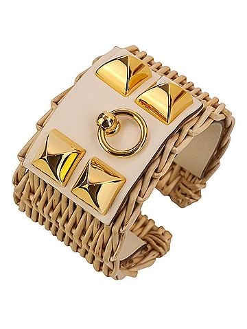 Hermès Hermes Collier de Chien Medor Picnic Bangle Bracelet, Z stamp, Beige Gold Color, Women's (view 1)