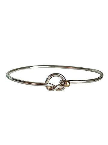 Tiffany & Co. Tiffany & Co. 750 925 Combination Love Knot Bangle Accessory, Silver Gold, with Box, Women's (view 1)