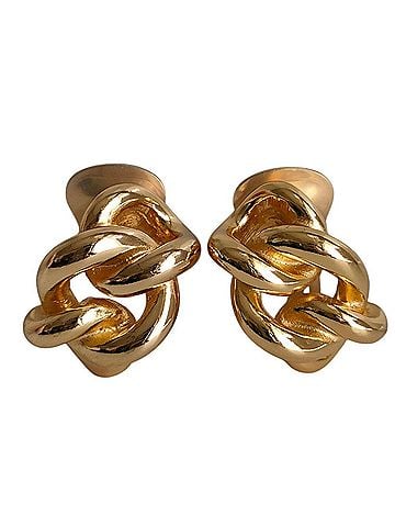 Christian Dior Christian Dior chain motif clip earrings, gold color, women's accessory. (view 1)