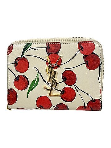 Yves Saint Laurent Yves Saint Laurent SAINT LAURENT PARIS Cassandra Logo Cherry Compact Wallet (403964) - Light Greige/Red Women's (view 1)