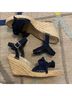 Loeffler Randall 100% Suede Blue Tan Wedges Size 6 - photo 5