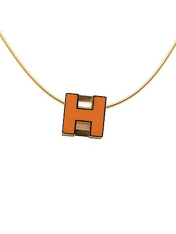 Hermès Hermes Cage d'H H-Cube Pendant Necklace, Gold Orange Plated, Women's. (view 1)