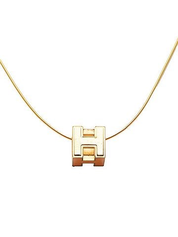 Hermès Hermes Cage d'H H-Cube Pendant Necklace, Gold Orange Plated, Women's. (view 2)