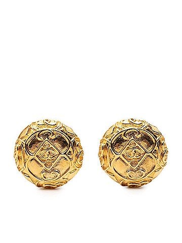 Chanel Chanel Coco Mark Round Earrings, Gold Plated, Women's CHANEL (view 1)