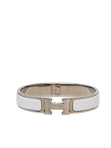 Hermès Hermes Click H PM Bracelet, Silver, White Metal Enamel, Women's (view 1)